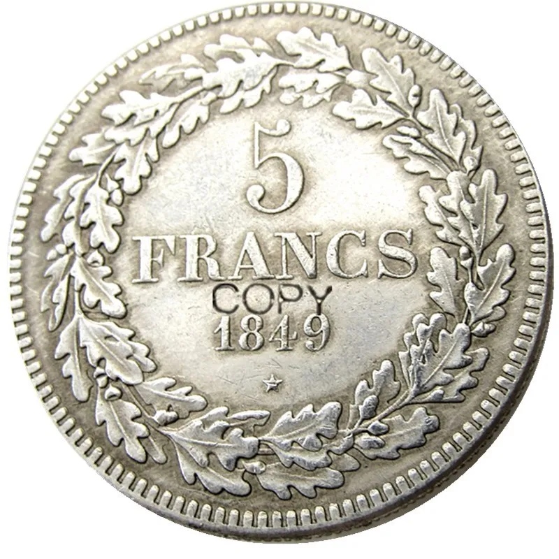 

Belgium 1849 leopold Premier Roi Des Belges 5 Francs Copy Coins