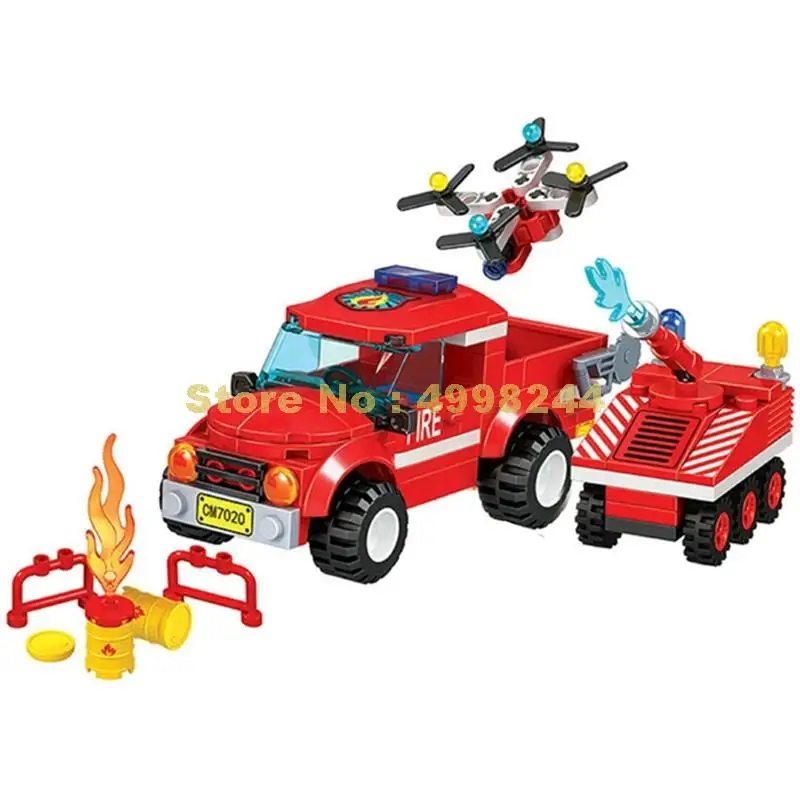 Winner 174 шт. городской пожарный грузовик БПЛА 2 строительных блока Кирпичи Игрушка |