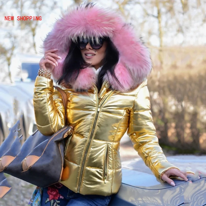 Winter Faux Fur Hooded Warm Jackets Parkas 2022 Woman Luxurious Long Sleeve Slim Fit Thick Coats Female Zipper Casual Jacket Red