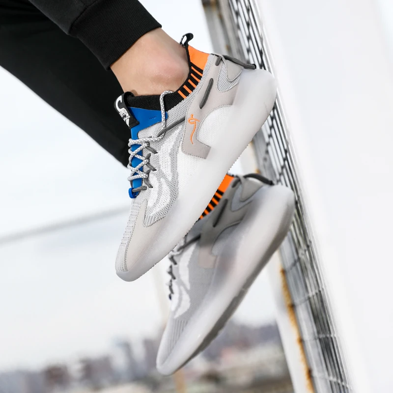 

Korean Version Men's Running Shoes Lightweight Jelly Bottom Flying Woven Shoes Sports Casual Tide Shoes Cushioning Mens Sneakers