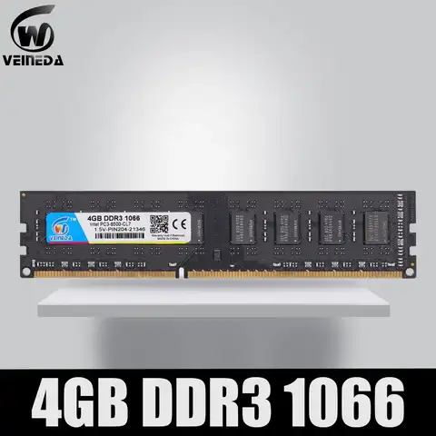 Оперативная память VEINEDA DDR3 4 Гб, 1066 МГц, ddr 3 4 Гб, PC3-8500, 240pin, совместимая с 1333 1600 для ПК AMD Intel