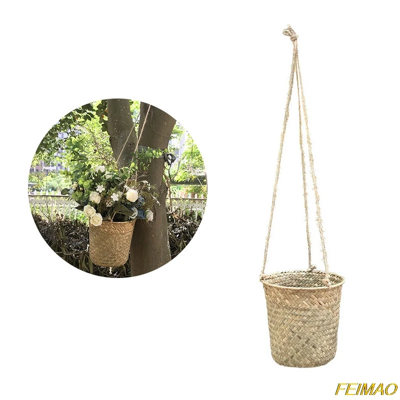 

1 Pc Garden Hanging Plant Macrame Plant Storage Basket Jute Rope Woven Indoor Outdoor Flower Pot Holder Plant Hangers Home Decor