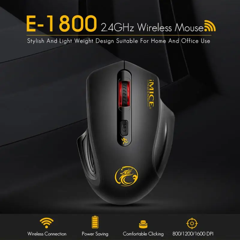 Бесшумная Светодиодная Беспроводная игровая мышь 1600DPI 4 кнопки эргономичная