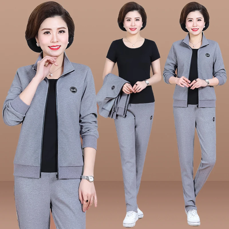 Спортивный костюм для отдыха женский осенне зимний хлопковый тройка большого