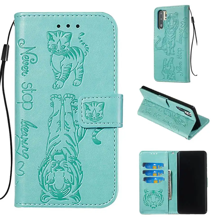 Кожаный чехол-книжка с 3D изображением кошки и Тигра для huawei P30 P20 Pro mate 30 Lite P Smart Z Y7
