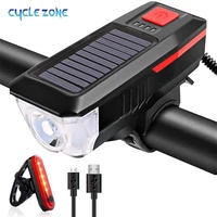 bicycle light set solar bike front high bright lights for mtb cycling safety flashlight with 3 modes waterproof bike tail light