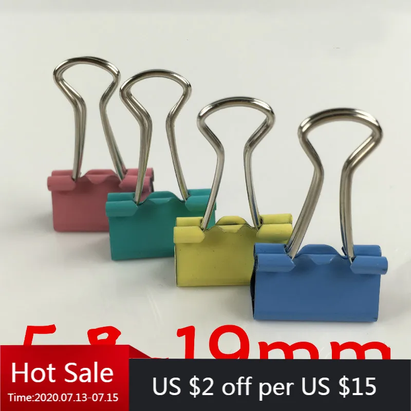 80pcs Wholesale 19 Mm Tail Clip 5th Color Dovetail Clips Bill Metal Iron Clip Office Document Binding School Desk Organizer