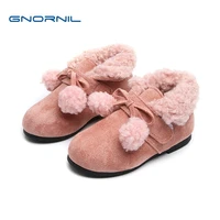 clearance sale children shoes girls cotton shoes fashion bow warm plush kids boots for girl princess flat pink