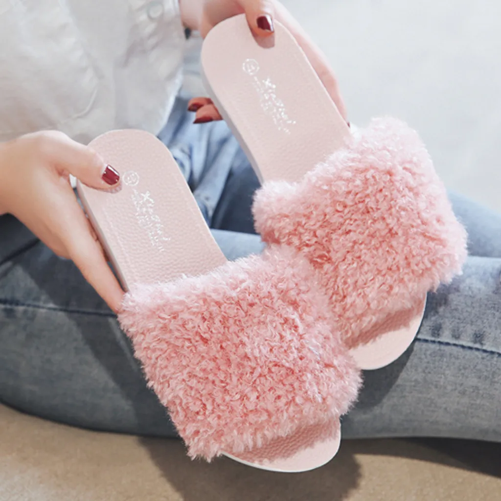 SAGACE Тапочки женские зимние хлопковые тапочки с искусственным мехом Модные