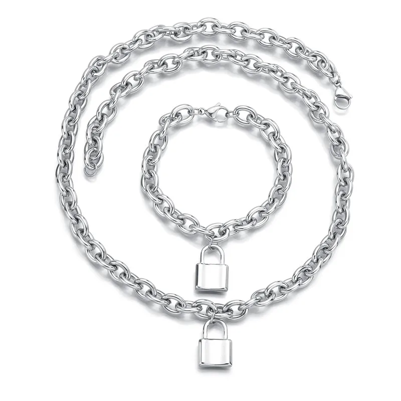 ELSEMODE панк из нержавеющей стали серебряный цветной висячий замок браслет с