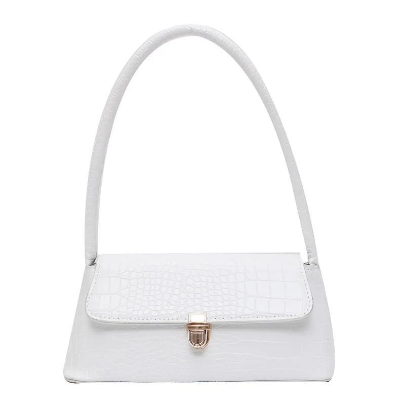 

New Retro PU Leather Women Small Shoulder Underarm Bags Fashion Alligator Pattern Ladies Solid Color Casual Shoulder Handbags