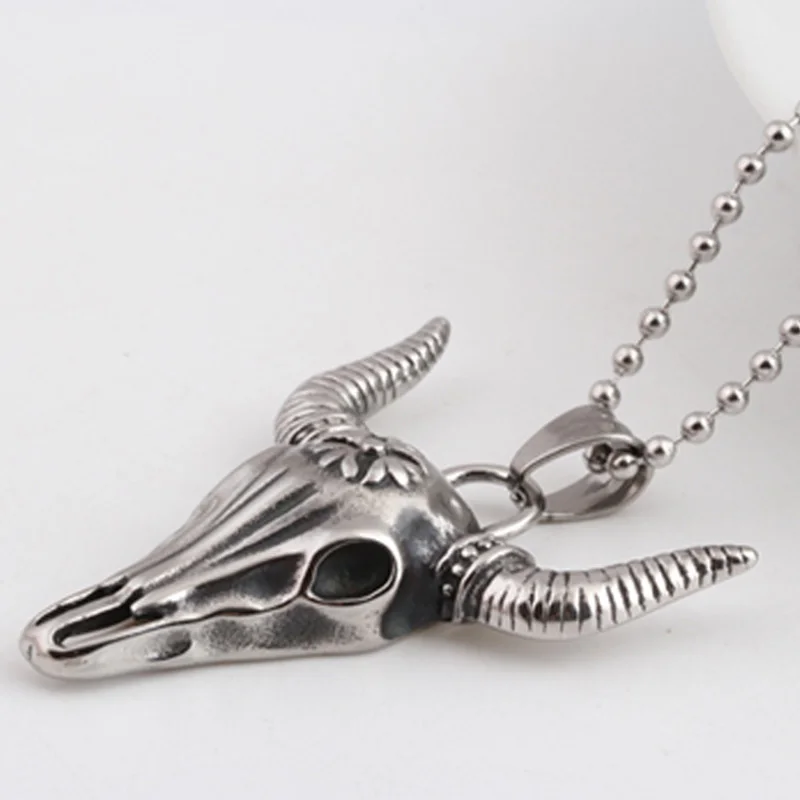 Мужское ожерелье в стиле стимпанк из нержавеющей стали с черепом и головой быка