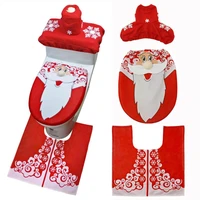 brushed fabric christmas toilet cushion set carpetwatet tank covertoilet cover three piece suit snowman xmas decoration