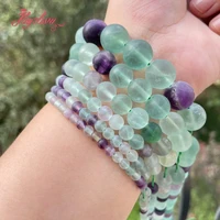 high quality natural fluorite frost round multicolor loose stone beads for diy necklace bracelat earringbring jewelry making 15