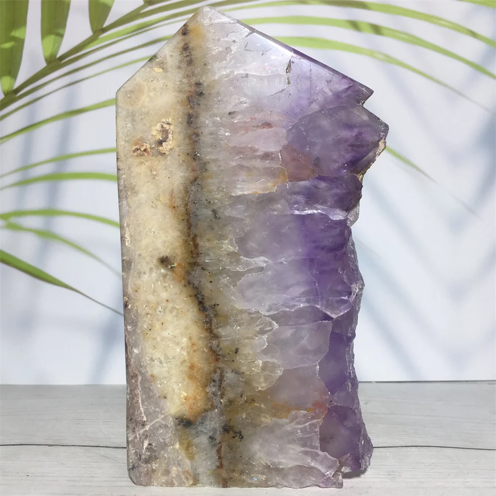 

Natural Amethyst Quartz Crystal Magic Wand Craft Ornament Reiki Treatment Purple Mineral Stone Column Tower Point Home Decor