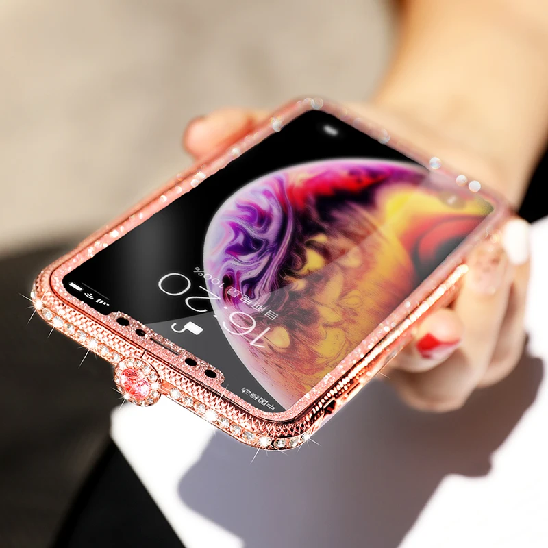 Chic Glitter Rhinestone Case for iPhone 11 Pro XS Max Xr Bling Powder Diamond Metal Aluminum Shiny 8 7 6S Plus |