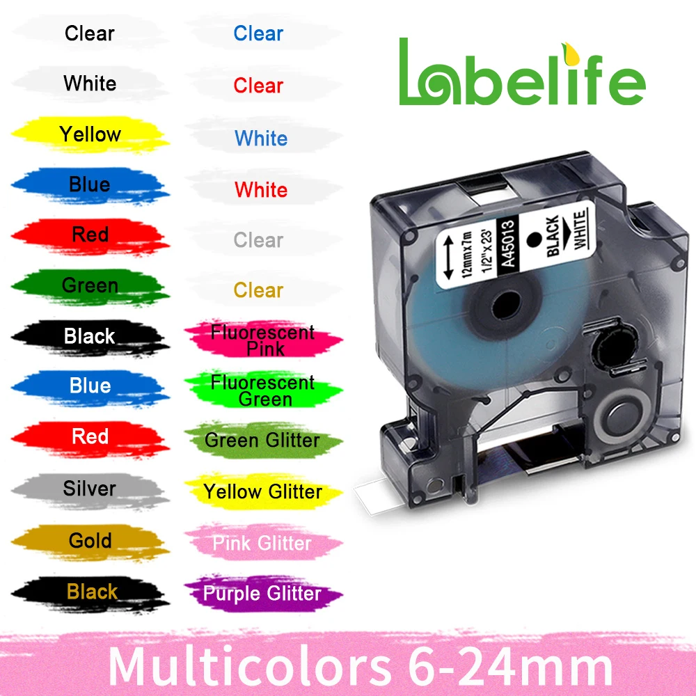 Лента для этикеток Labelife 1 шт. 45013 45010 45018 40918 40913 D1 12 мм Dymo LabelManager label Maker совместимый с