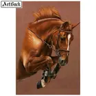 Полноразмернаякруглая алмазная живопись, холст с рисунком лошади, вышивка крестиком, бегущая лошадь, бриллиантовое искусство 3d 40x60 см
