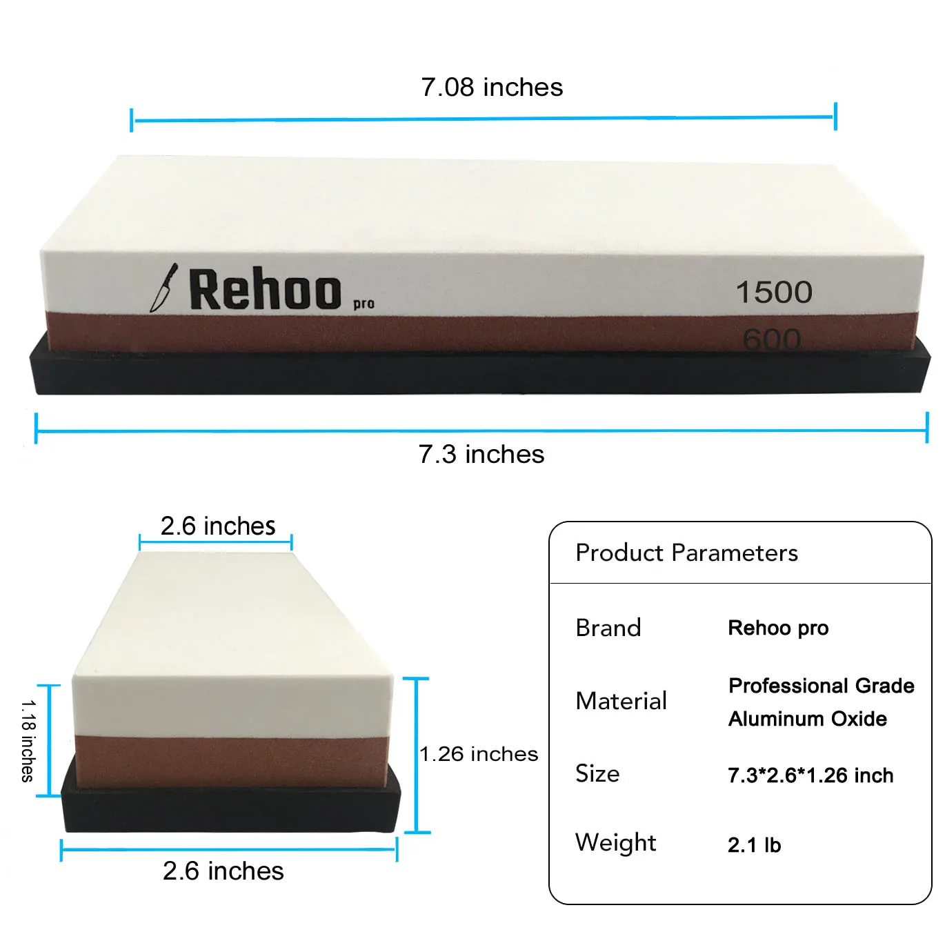 rehoo double sided whetstone 6001500 mesh non slip rubber pad chef wet stone for knives blades waterstone kitchen gadgets free global shipping