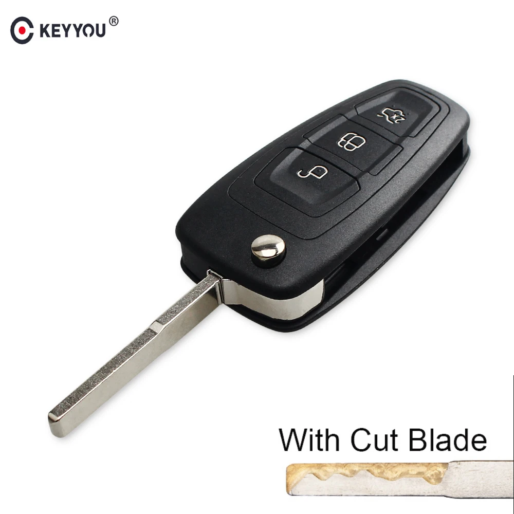 Складной брелок KEYYOU Cut/Uncut с 3 кнопками для Ford Focus Fiesta connect mondeo c max|Ключ от авто| |