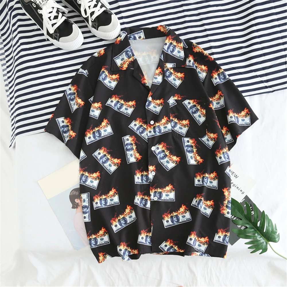 2019 летняя хлопковая Праздничная юбка с принтом Мужские Гавайские рубашки летние