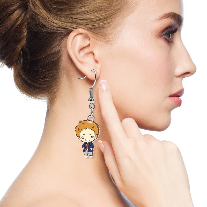 Серьги-гвоздики для мальчиков висячие украшения из акрила в эпоксидной смоле с