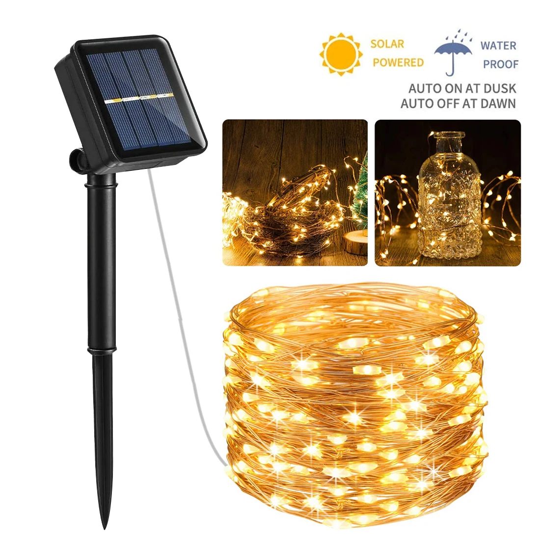 

Уличная светодиодная гирлянда на солнечной батарее, 10 м, 20 м, 100/200 светодиодов