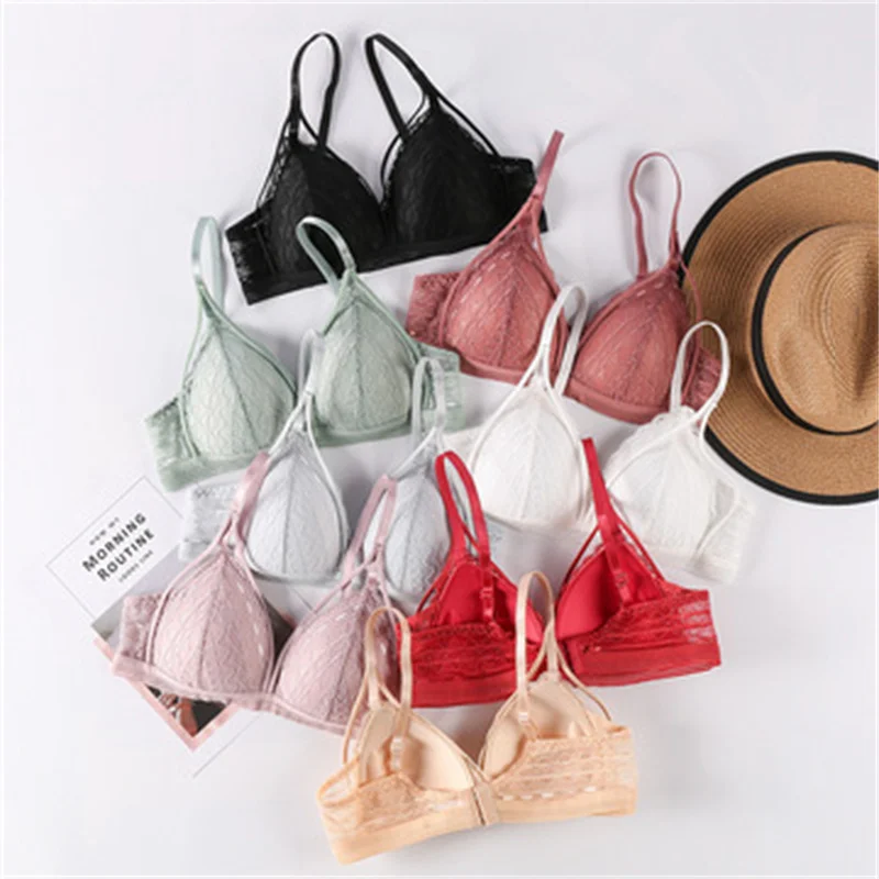 

Floral Lace Bras For Women Sexy Lingerie Beauty Back Deep V Bralette Wire Free Thin Underwear Push Up Brassiere Sujetador Sexy