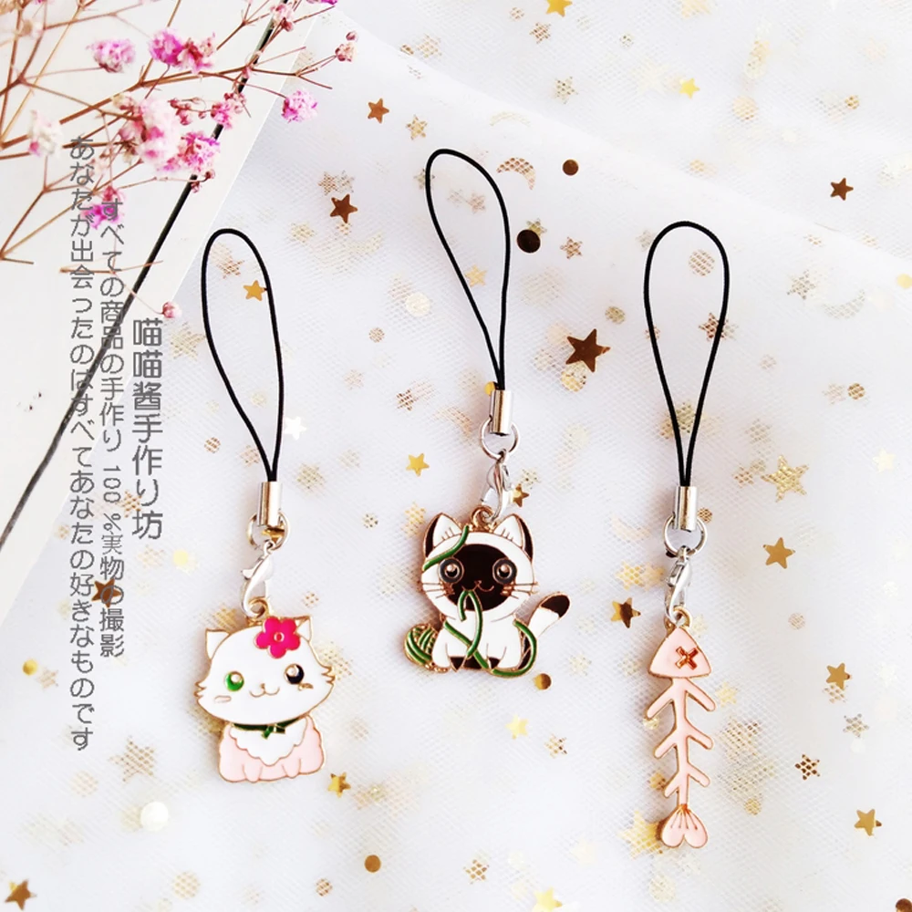 Cute Japanese Cat Smart Phone Strap Lanyards for IPhone/Samsung/Xiaomi/Huawei Mobile Phone Strap Key Hang Rope Phone Charm Decor