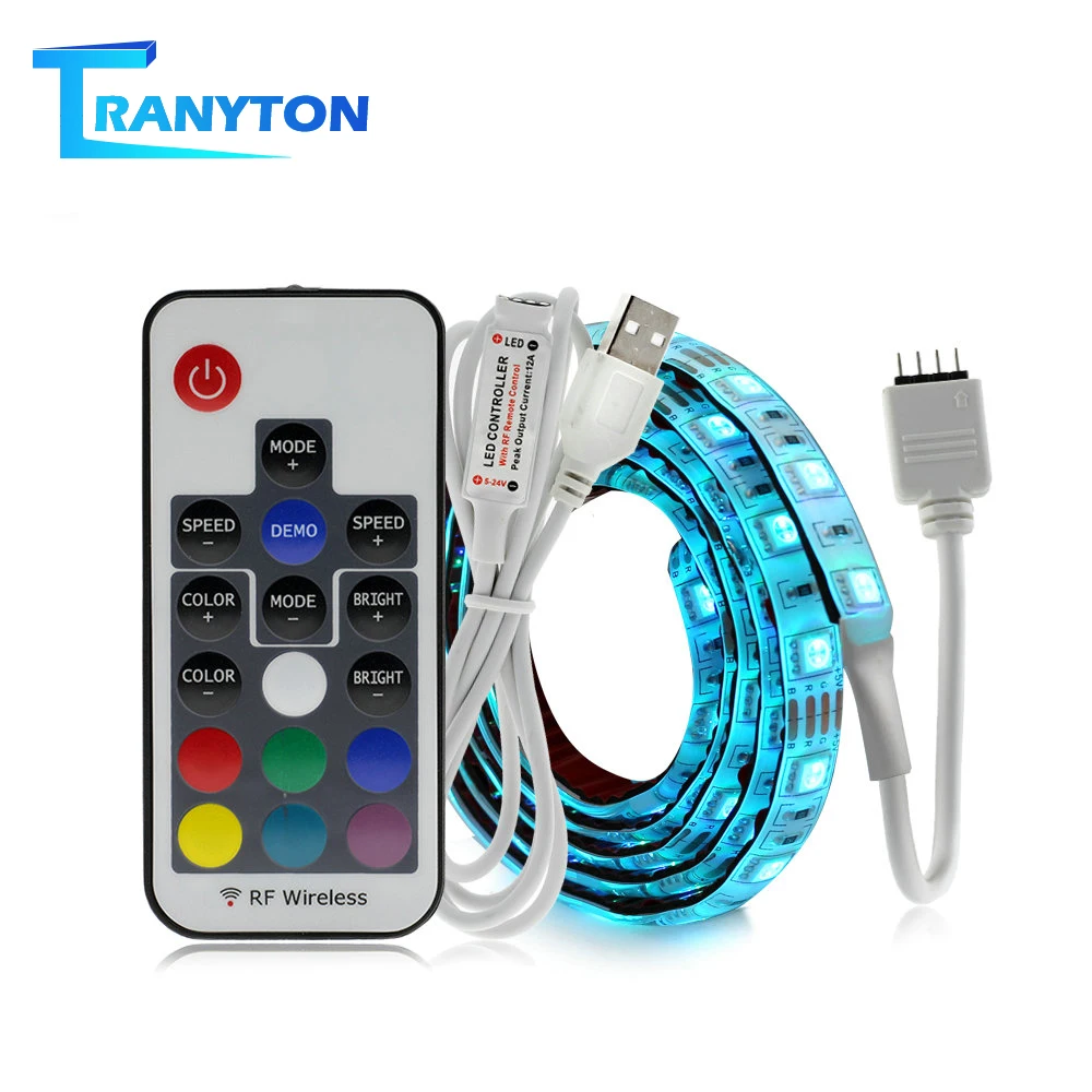 USB Светодиодная лента 5050 RGB сменная цветная гибкая светодиодная лента для самостоятельной сборки Водонепроницаемая не Водонепроницаемая 0,5 м 1 м 2 м с USB контроллером