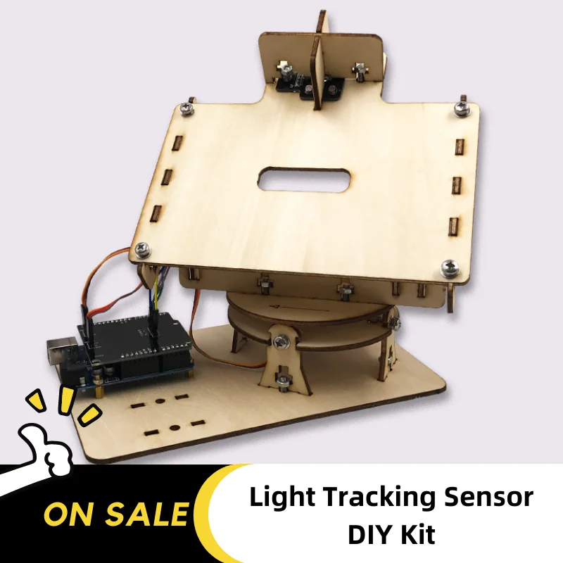 

DIY Wooden Dual-Axis Solar Tracker Sensor Module For Arduino Toys Electronic Material Package Kit