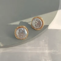 new arrival classic elegant natural freshwater pearl gold stud wedding earrings for women fashion ol trendy jewelry earrings