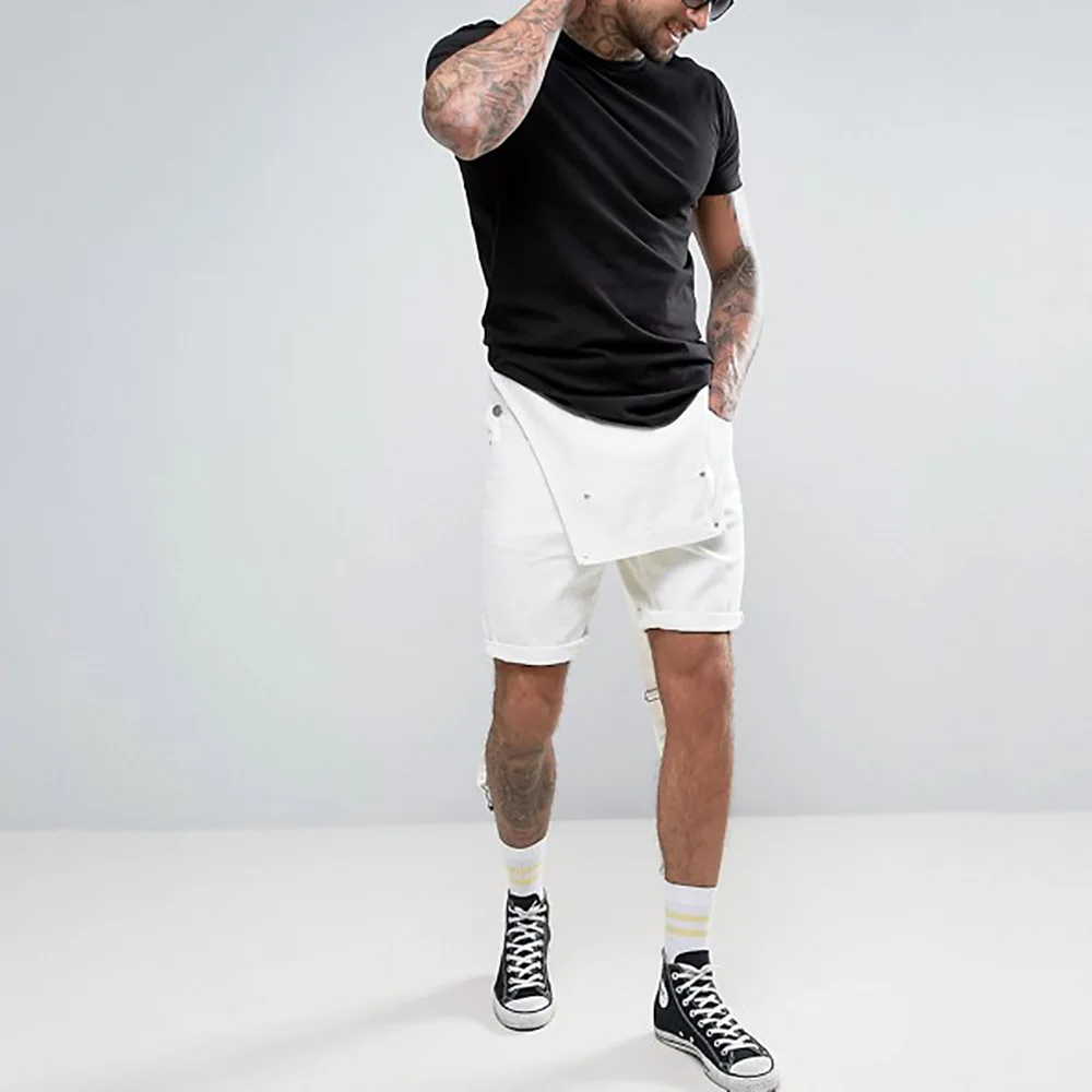 

2021 to restore ancient ways men jeans white circle edge knickers conjoined tooling overalls