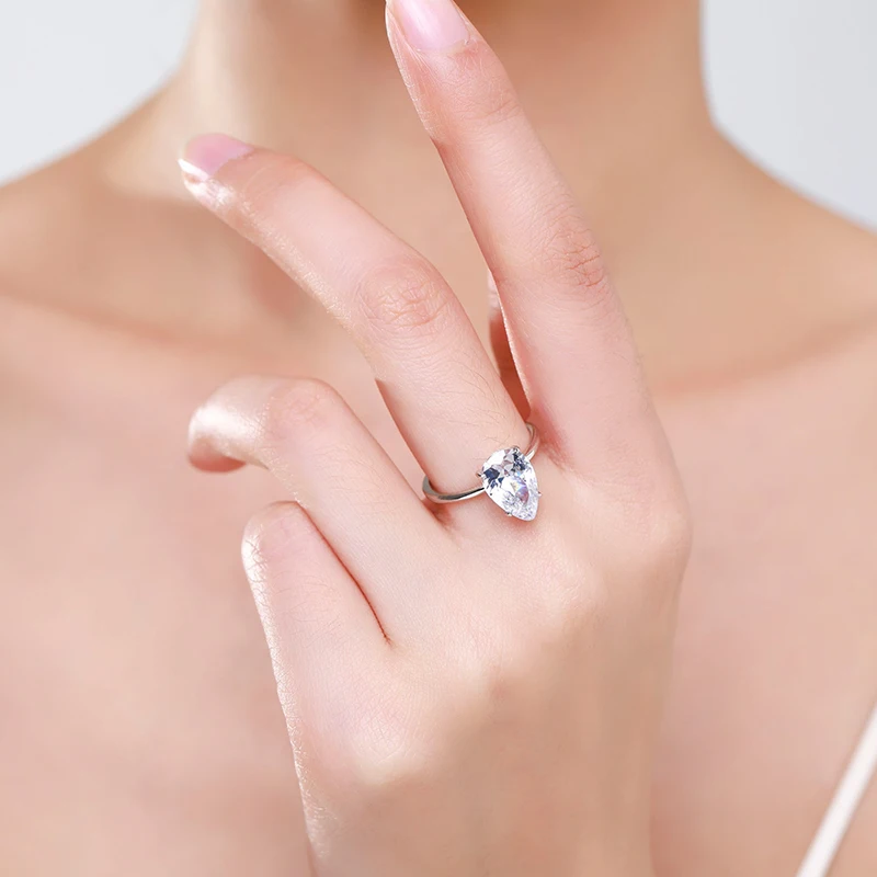 Ailmay Luxury Cutting Clear CZ Ring Solid 925 Sterling Silver Classic Finger Rings For Women Wedding Engagement Jewelry Gift