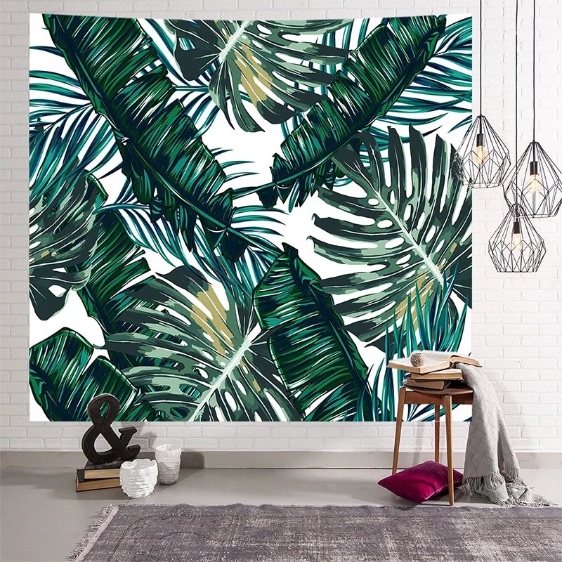 Гобелен с зелеными листьями кактусами тропические растения настенная подвесная