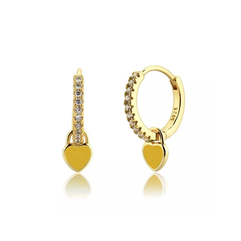 

Aide 925 Sterling Silver Huggie Hoop Earrings for Women Geometric Love Zircon Piercing Earring Earings Silver Jewelry Pendientes