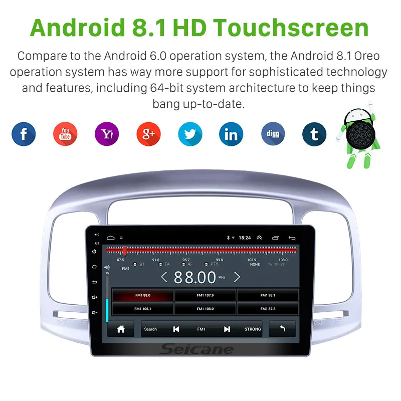 Seicane 9 &quot2din Android 8 1 автомобильный мультимедийный плеер для Hyundai Accent 2006 2007 2008 2011