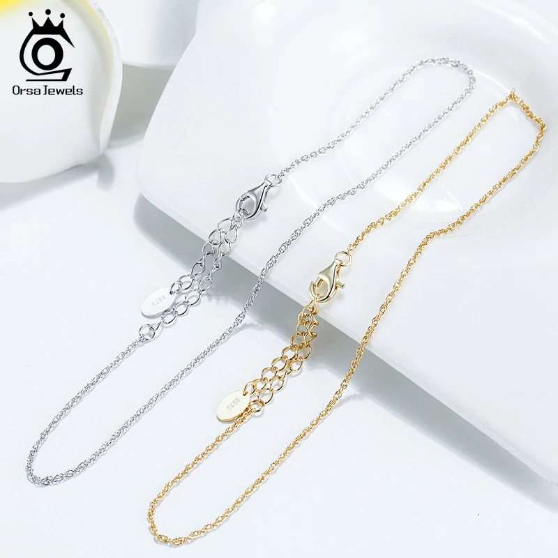 ORSA JEWELS Чистая 925 Серебряная цепочка на щиколотку 14 к позолоченная тонкая женская