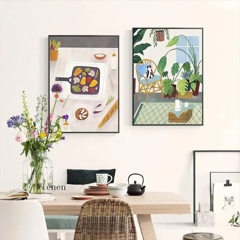 Настенный декор для кухни плакат иллюстрация мультфильм вкусная еда зеленое