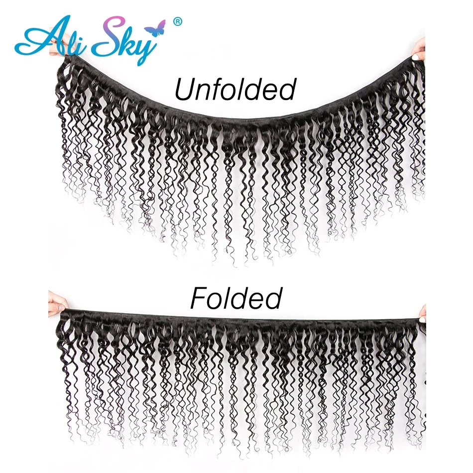 Ali Sky бразильский глубокий кудрявый кружевной фронтальный Закрытие с пучками 100%