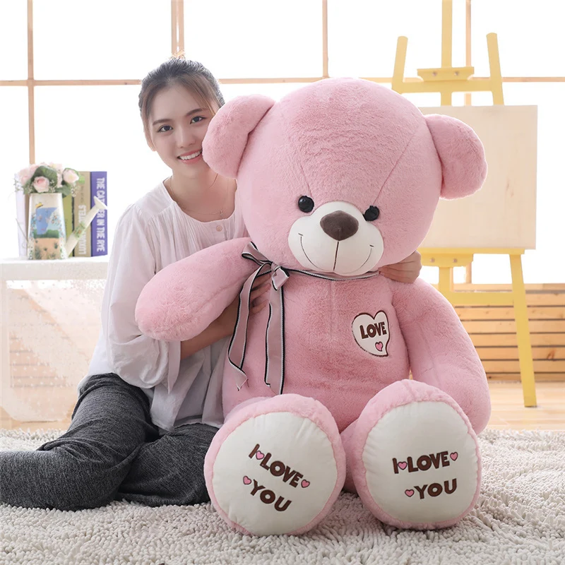 1 шт. большой плюшевый мишка I Love You, большая плюшевая игрушка, галстук-бабочка, плюшевый мишка, мягкий подарок на день Святого Валентина, День рождения, девочки, Brinquedos