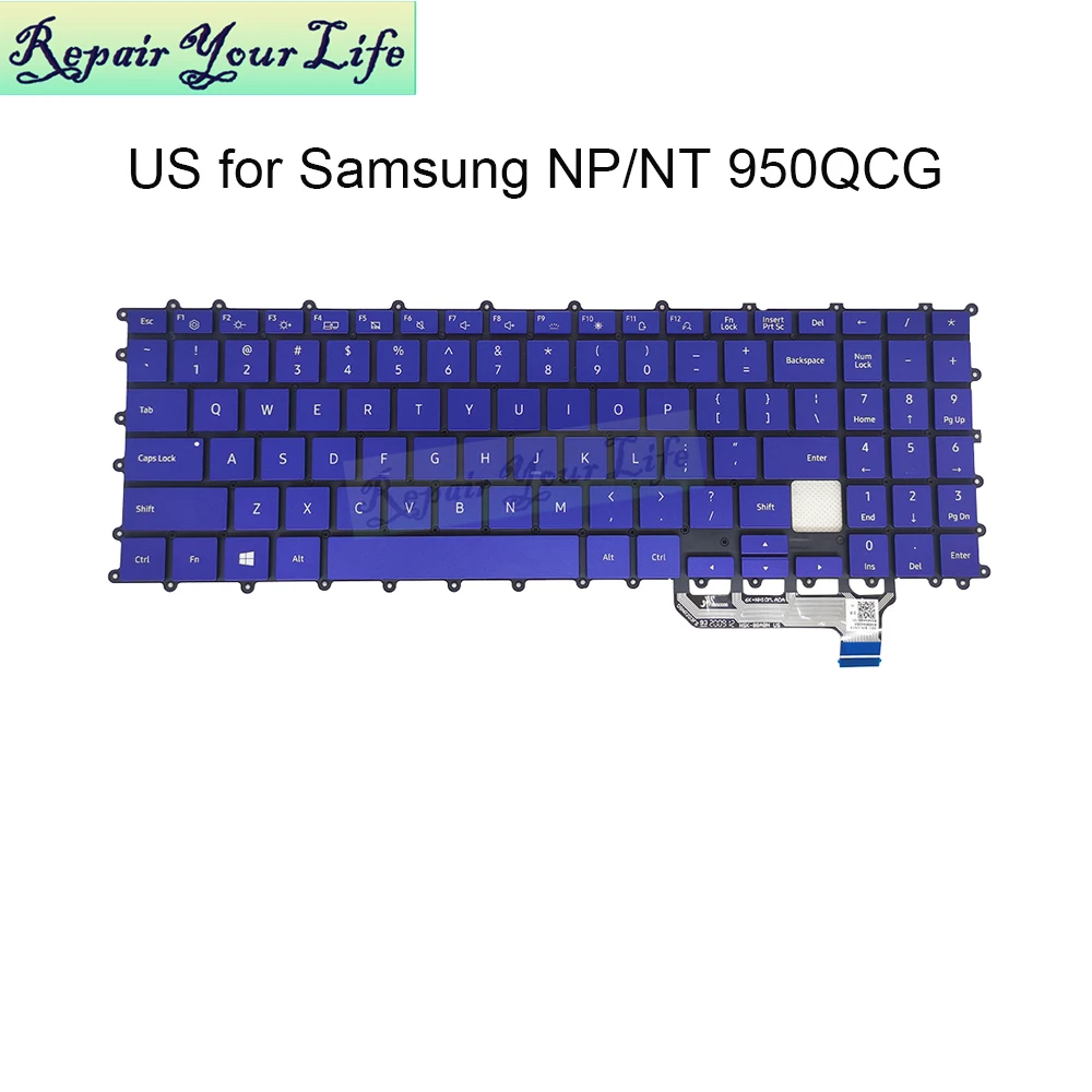 

New US English backlight Keyboard for Samsung Galaxy Book Flex NP950QCG NT950QCG NP NT 950QCG keyboards blue keycaps BA59-04428A