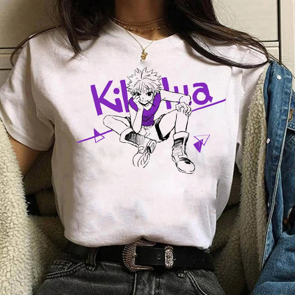 

Hunter X Hunter Killua Printed T Shirt Short Sleeve Casual Graphic Tee Tops For Women