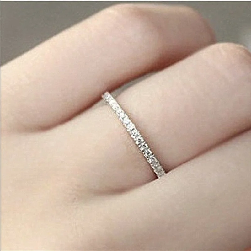 

Fashion Thin Minimalist Half Circle AAA CZ Rhinestone Zircon Ladies Ring for Women Party Wedding Engagement Jewelry
