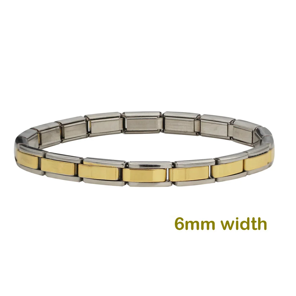6mm Gold Hapiship для женщин и мужчин модные стильные ювелирные изделия Сердце цветок бабочка Крест дельфины нержавеющая сталь эластичный браслет ST00 - Окраска металла: 6mm Gold