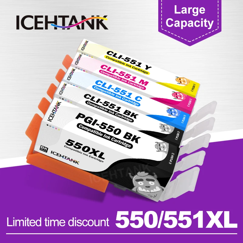 

ICEHTANK PGI 550 PGI550 PGI-550 совместимый чернильный картридж для принтера Canon принтерам PIXMA IP7250 MG5450 MX925 MG5550 MG6450 MG5650 MG6650 принтер