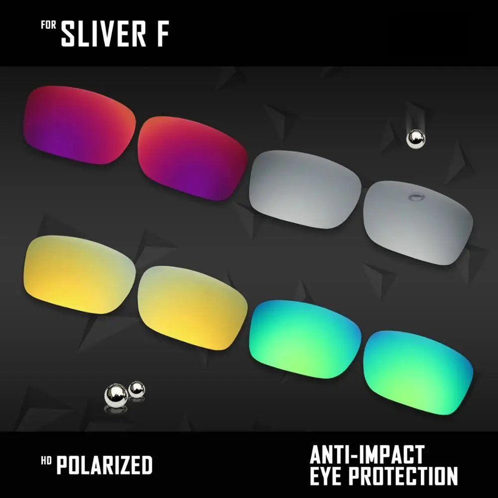 OOWLIT 4 Pairs Polarized Sunglasses Replacement Lenses for Oakley Sliver F OO9246-Silver & Midnight sun & Gold & Green