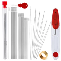 lmdz beaded needle set with curved open beading needles straight beading needles and other sewing accessories for bead threading
