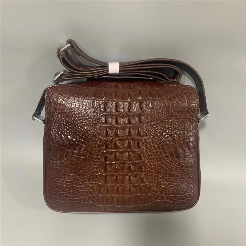 Повседневная стильная мужская черная сумка из натуральной крокодиловой кожи