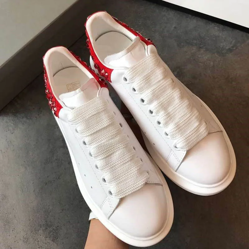 Женские туфли алмазы Спорт на открытом воздухе обувь белая плотная из